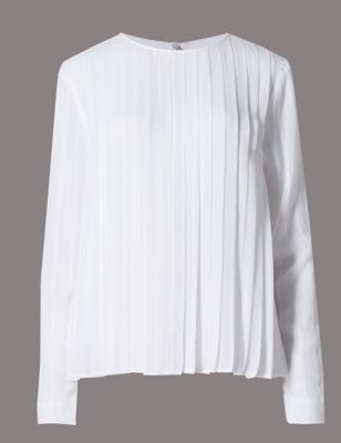 Tailored Fit Panel Pleated Blouse